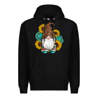 Black western gnomes sunflowers gemstones leopard serape cowhide glitter Premium Hoodie - Artiststas