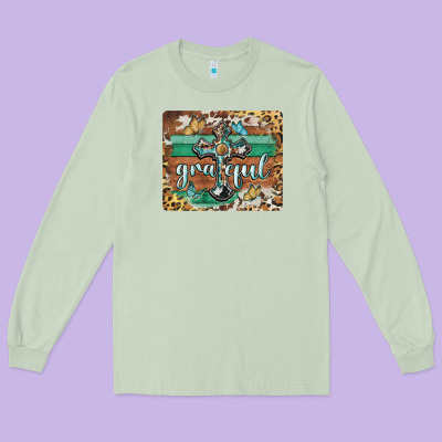 Grateful Cross Long Sleeve Tee Designed By Barkaloodesign