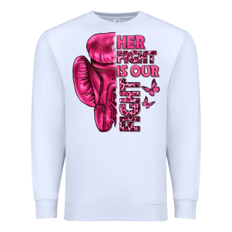Her Fight Is Our Fight Cancer Premium Sweatshirt by texasbilliewilder | Teevron
