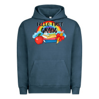 Pigment Midnight Navy back to school hello first grade 3200x2400 Urban Hoodie - AdoDesignShop