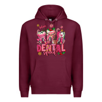 Burgundy pink christmas teeth dental squad Premium Hoodie - AdoDesignShop