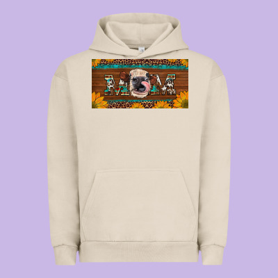 Western Heifer Mom With Sunflowers And Turquoise License Plate Urban Hoodie Designed By Artiststas