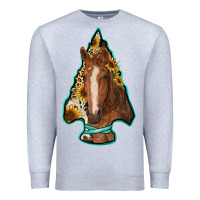 Heather Grey arrowhead horse Premium Sweatshirt - RanaPortraitStore