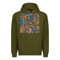 Army Green American Flag Horseshoe Deamless Pattern Premium Hoodie - BundleAndBundleShop