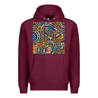 Burgundy American Flag Horseshoe Deamless Pattern Premium Hoodie - BundleAndBundleShop