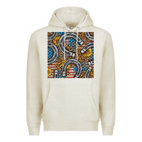 Oatmeal Heather American Flag Horseshoe Deamless Pattern Premium Hoodie - BundleAndBundleShop