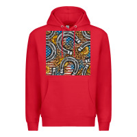 Red American Flag Horseshoe Deamless Pattern Premium Hoodie - BundleAndBundleShop