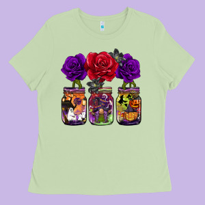 Halloween Jars Rose Ladies Tee Designed By Barkaloodesign