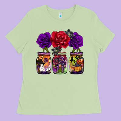 Halloween Jars Rose Ladies Tee Designed By Barkaloodesign