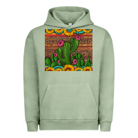 Pigment Oil Green sunflowers turquoise serape cactus tumbler Urban Hoodie - Artiststas