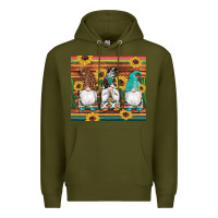 Army Green western gnomes cactus sunflowers serape wooden leopard gemstone Premium Hoodie - Artiststas