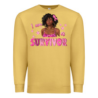 Antique Gold I Am a Survivor Breast Cancer with Afro Woman Premium Sweatshirt - texasbilliewilder