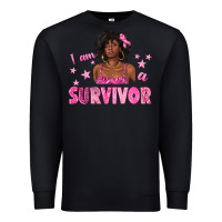 Black I Am a Survivor Breast Cancer with Afro Woman Premium Sweatshirt - texasbilliewilder