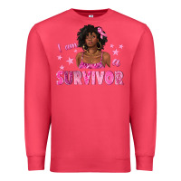 Cardinal I Am a Survivor Breast Cancer with Afro Woman Premium Sweatshirt - texasbilliewilder