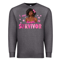 Charcoal Heather I Am a Survivor Breast Cancer with Afro Woman Premium Sweatshirt - texasbilliewilder