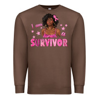 Chestnut I Am a Survivor Breast Cancer with Afro Woman Premium Sweatshirt - texasbilliewilder