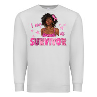 Dove Grey I Am a Survivor Breast Cancer with Afro Woman Premium Sweatshirt - texasbilliewilder