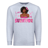 Heather Grey I Am a Survivor Breast Cancer with Afro Woman Premium Sweatshirt - texasbilliewilder
