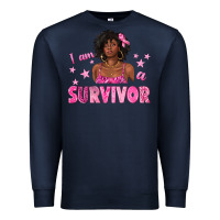 Navy I Am a Survivor Breast Cancer with Afro Woman Premium Sweatshirt - texasbilliewilder