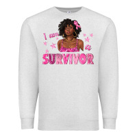 Oatmeal Heather I Am a Survivor Breast Cancer with Afro Woman Premium Sweatshirt - texasbilliewilder