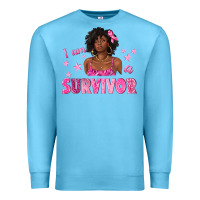 Ocean Blue I Am a Survivor Breast Cancer with Afro Woman Premium Sweatshirt - texasbilliewilder