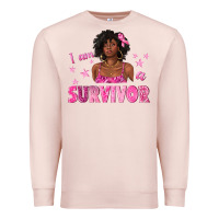 Pale Pink I Am a Survivor Breast Cancer with Afro Woman Premium Sweatshirt - texasbilliewilder