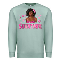 Seafoam I Am a Survivor Breast Cancer with Afro Woman Premium Sweatshirt - texasbilliewilder