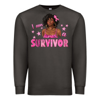 Smoke I Am a Survivor Breast Cancer with Afro Woman Premium Sweatshirt - texasbilliewilder