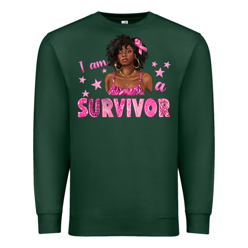 I Am A Survivor Breast Cancer With Afro Woman Premium Sweatshirt by texasbilliewilder | Teevron