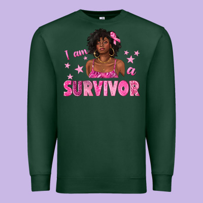 I Am A Survivor Breast Cancer With Afro Woman Premium Sweatshirt Designed By Texasbilliewilder