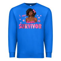 True Royal I Am a Survivor Breast Cancer with Afro Woman Premium Sweatshirt - texasbilliewilder