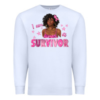 White I Am a Survivor Breast Cancer with Afro Woman Premium Sweatshirt - texasbilliewilder