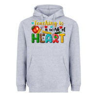Heather Grey teaching is a work of heart tbw Heavyweight Hoodie - texasbilliewilder