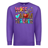 Purple wife mom teacher Premium Sweatshirt - Zillion Design Studio