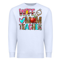 White wife mom teacher Premium Sweatshirt - Zillion Design Studio
