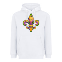 White mardi gras fleur de lis Heavyweight Hoodie - RanaPortraitStore