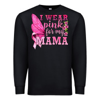 Black I Wear Pink For My Mama with Butterfly Premium Sweatshirt - texasbilliewilder