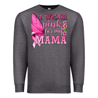 Charcoal Heather I Wear Pink For My Mama with Butterfly Premium Sweatshirt - texasbilliewilder