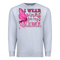 Heather Grey I Wear Pink For My Mama with Butterfly Premium Sweatshirt - texasbilliewilder