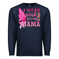 Navy I Wear Pink For My Mama with Butterfly Premium Sweatshirt - texasbilliewilder