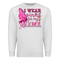 Oatmeal Heather I Wear Pink For My Mama with Butterfly Premium Sweatshirt - texasbilliewilder