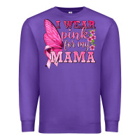 Purple I Wear Pink For My Mama with Butterfly Premium Sweatshirt - texasbilliewilder