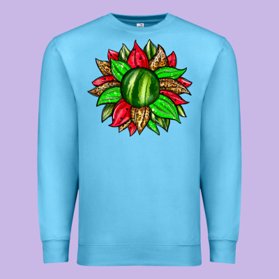 Watermelon Sunflower Premium Sweatshirt Designed By Zillion Design Studio