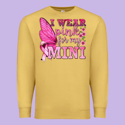 I Wear Pink For My Mini With Butterfly Premium Sweatshirt Designed By Texasbilliewilder