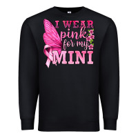 Black I Wear Pink For My Mini with Butterfly Premium Sweatshirt - texasbilliewilder