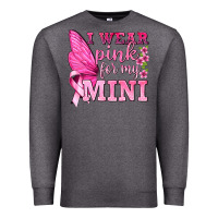 Charcoal Heather I Wear Pink For My Mini with Butterfly Premium Sweatshirt - texasbilliewilder