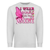 Dove Grey I Wear Pink For My Mini with Butterfly Premium Sweatshirt - texasbilliewilder