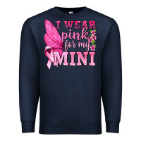 Navy I Wear Pink For My Mini with Butterfly Premium Sweatshirt - texasbilliewilder