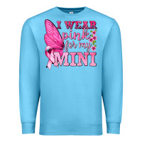 Ocean Blue I Wear Pink For My Mini with Butterfly Premium Sweatshirt - texasbilliewilder