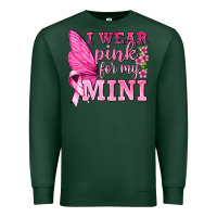 Sports Green I Wear Pink For My Mini with Butterfly Premium Sweatshirt - texasbilliewilder